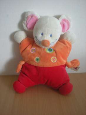 Doudou Souris Nicotoy Rouge orange  motif escargot 