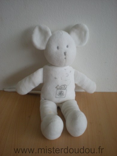 Doudou Souris Petit bateau Blanc 