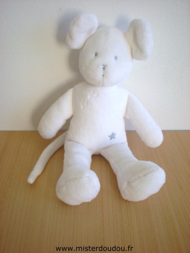 Doudou Souris Petit bateau Blanc etoile grise 