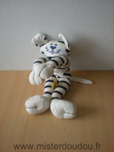 Doudou Tigre Histoire d ours Rayé ecru bleu marine 