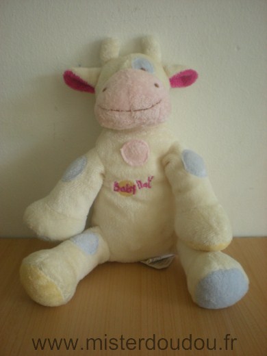 Doudou Vache Baby nat Blanc rose bleu 