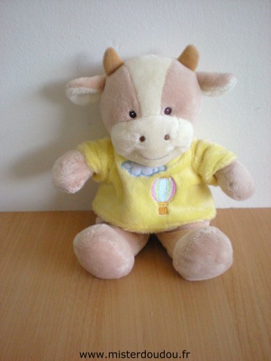 Doudou Vache Gipsy Beige tshirt jaune montgolfière nuage 