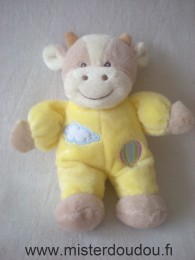 Doudou Vache Gipsy Jaune motifs nuage et mongolfiere 