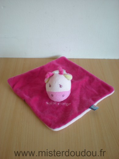 Doudou Vache Sucre d orge Carre rose fushia 