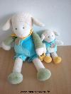 Mouton-Doudou-et-compagnie-Simon-le-mouton-bleu-vert-avec-bebe