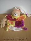 Ours-Doudou-et-compagnie-Orange-jaune-rouge-violet-tenant-bebe-ours