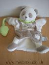 Panda-Doudou-et-compagnie-Beige-blanc-feuille-verte